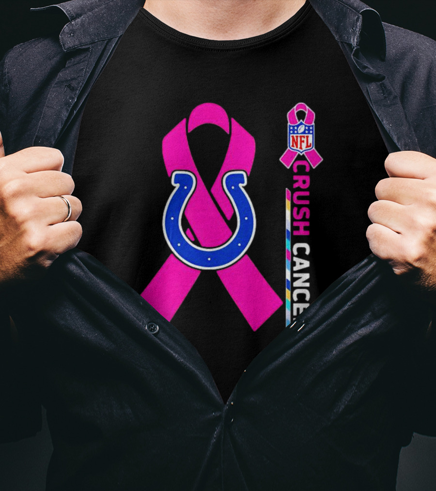 Indianapolis Colts NFL Pink Ribbon Crush Cancer T-Shirt