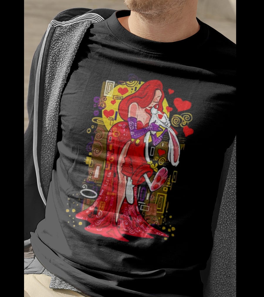 Jessica Rabbit Roger Rabbit Gustav Klimt The Kiss Cartoon Hearts T-Shirt