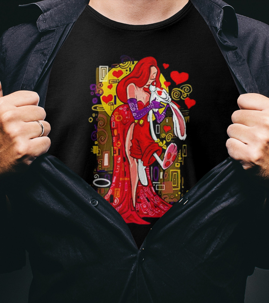 Jessica Rabbit Roger Rabbit Gustav Klimt The Kiss Cartoon Hearts T-Shirt