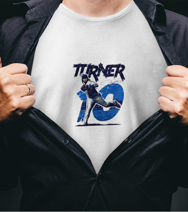 Turner 10 Los Angeles Dodgers Baseball Action Pose Signature T-Shirt