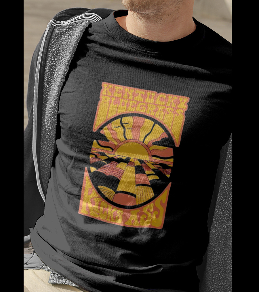 Kentucky Bluegrass Kicks Ass Retro Sunset Fields T-Shirt