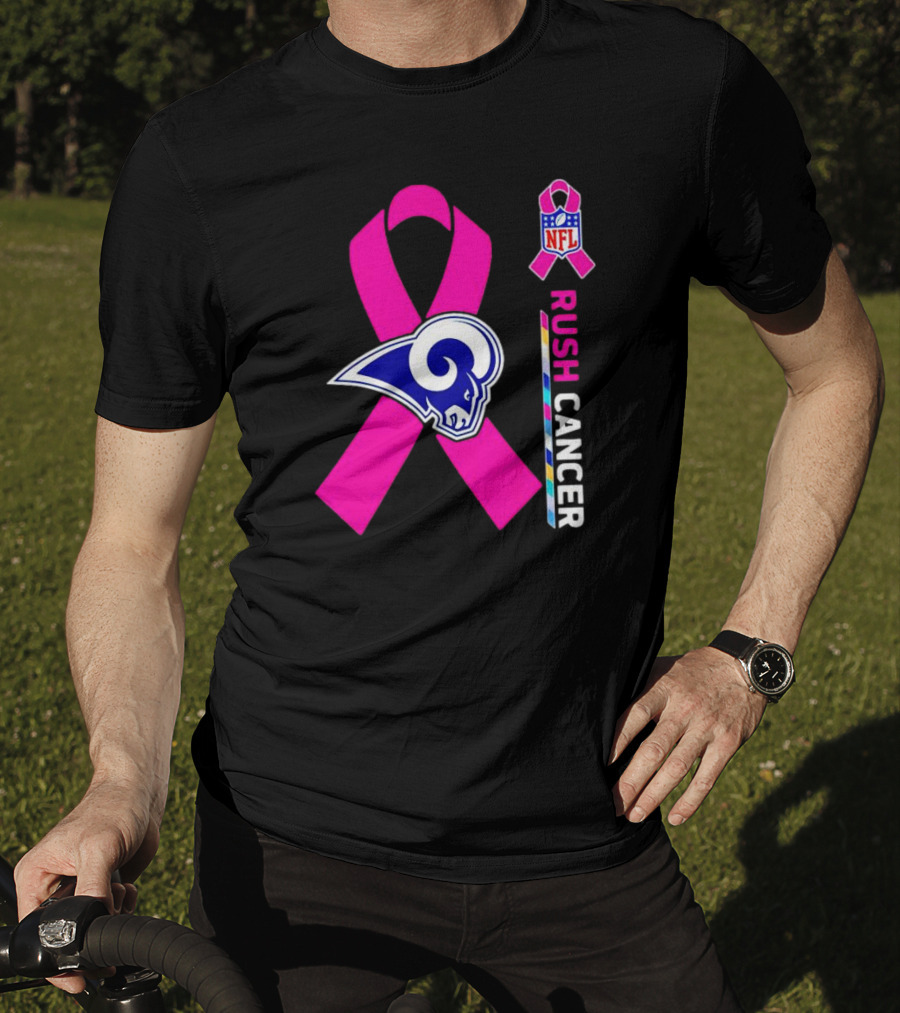 Los Angeles Rams Rush Cancer NFL Pink T-Shirt