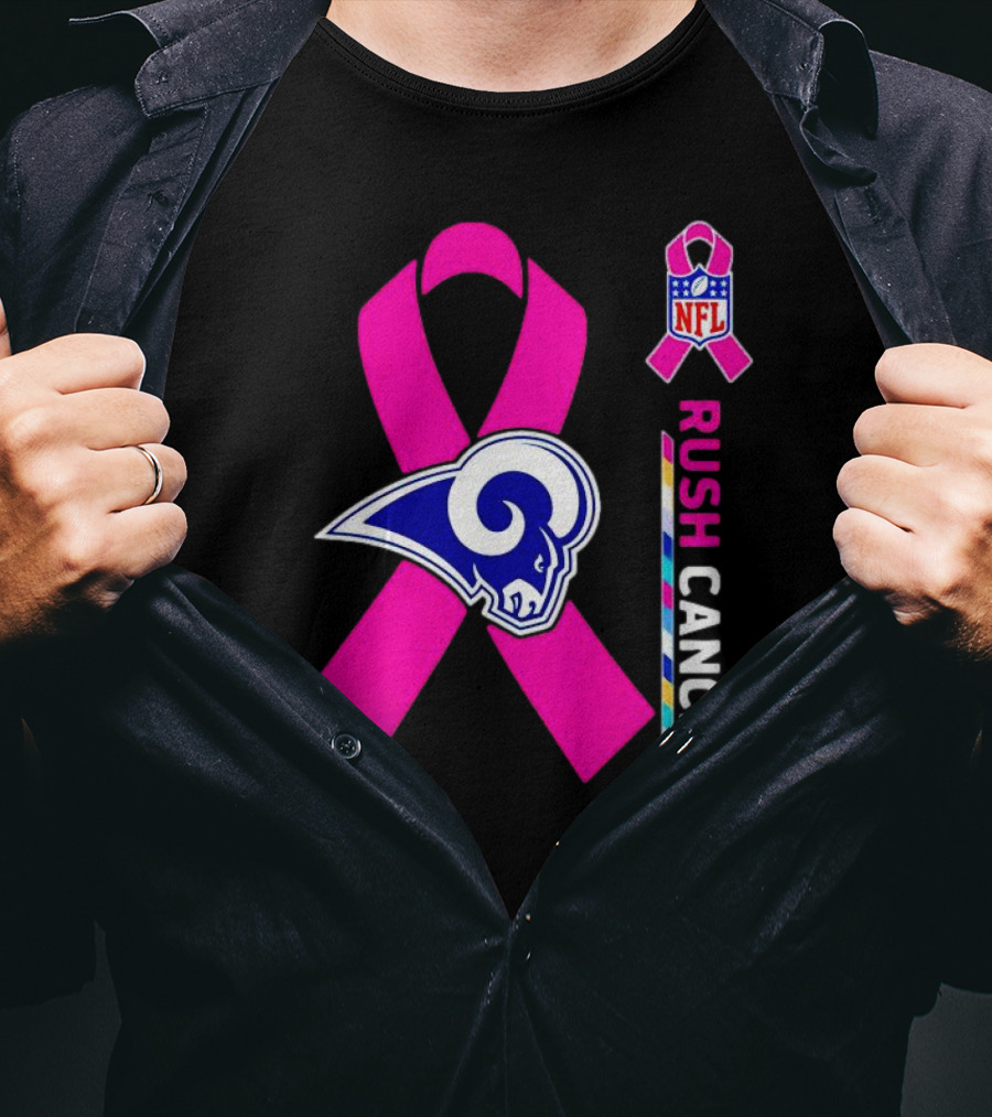 Los Angeles Rams Rush Cancer NFL Pink T-Shirt