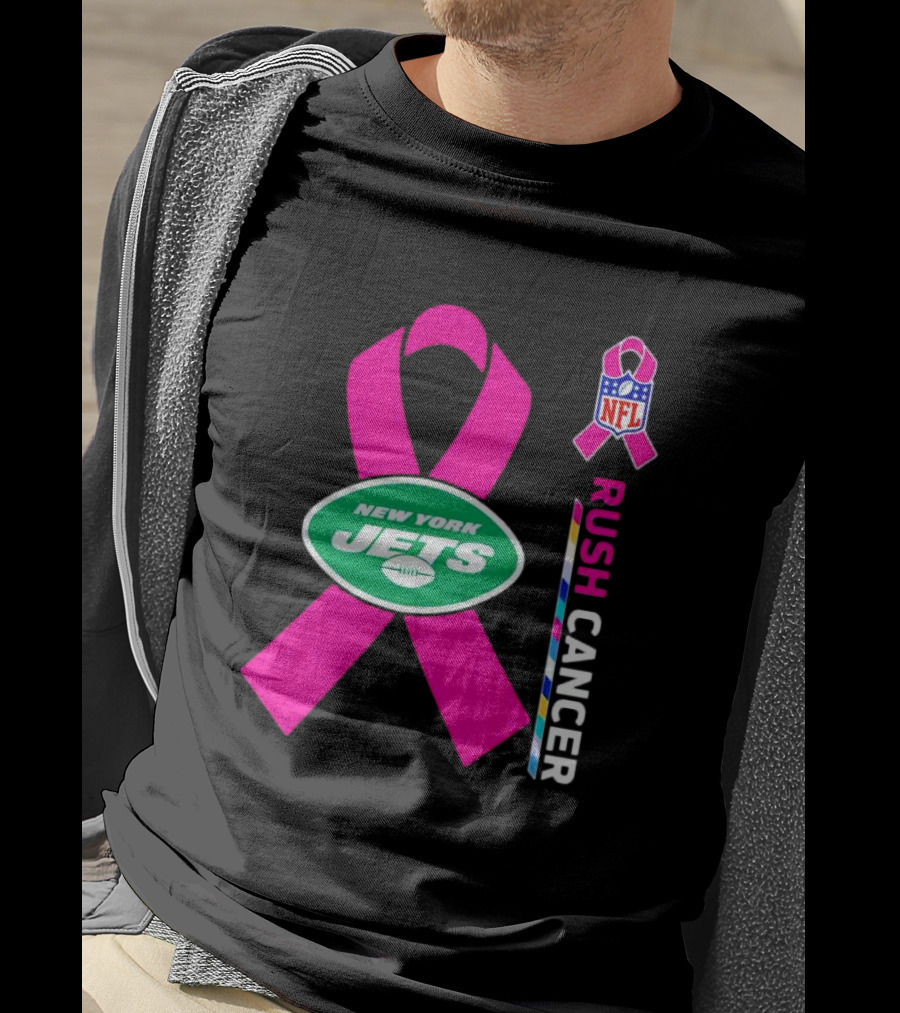 New York Jets NFL Rush Cancer Pink T-Shirt
