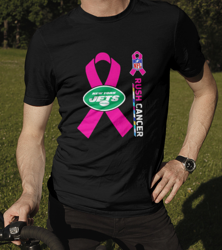New York Jets NFL Rush Cancer Pink T-Shirt