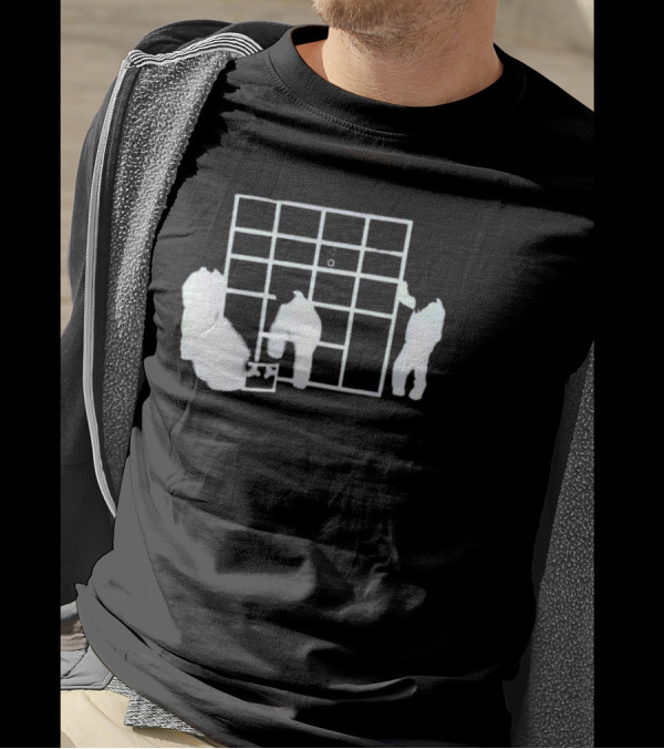 Locket Superluminal Blur Worker Silhouette With Grid T-Shirt