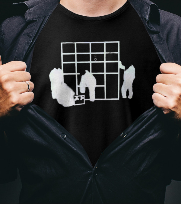 Locket Superluminal Blur Worker Silhouette With Grid T-Shirt