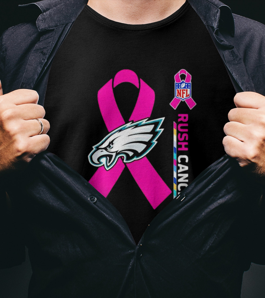 Philadelphia Eagles NFL Pink Ribbon Rush Cancer T-Shirt
