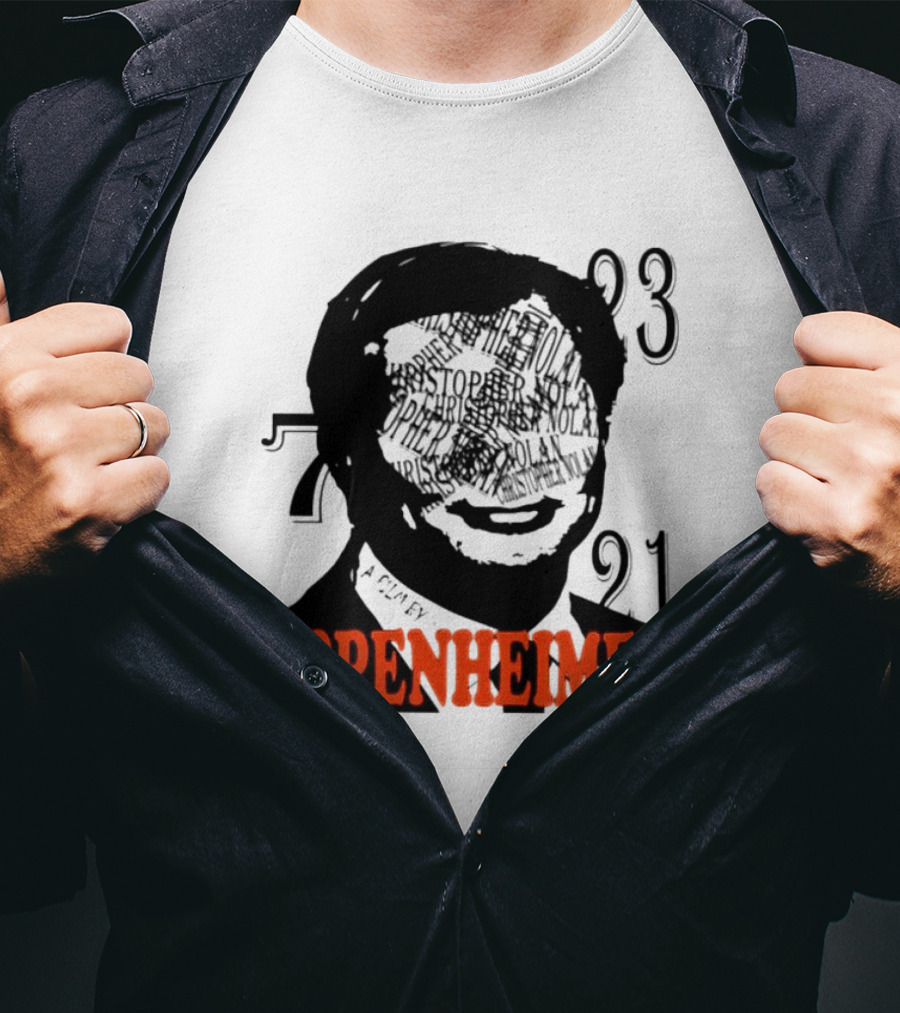 Christopher Nolan Oppenheimer Film Artwork With Numbers 7321 T-Shirt