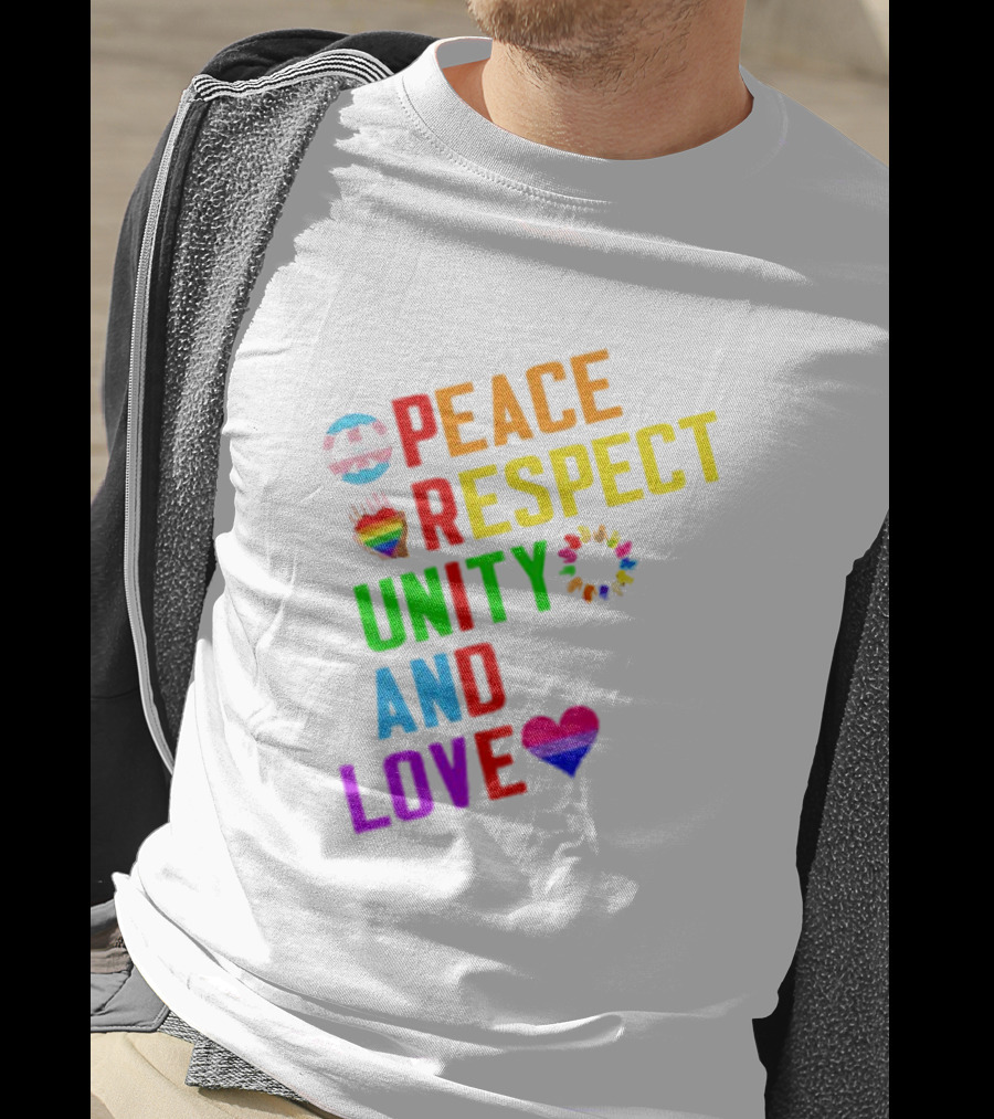 Pride Peace Respect Unity And Love Rainbow Symbols T-Shirt