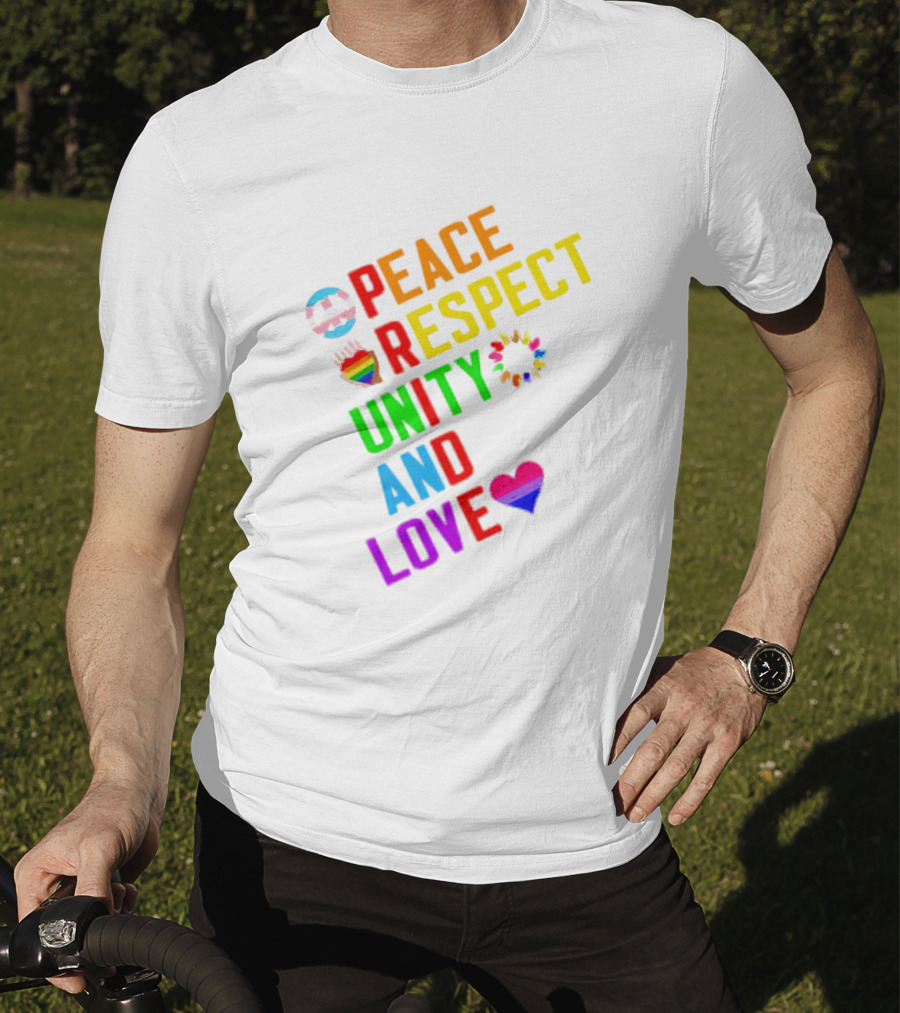 Pride Peace Respect Unity And Love Rainbow Symbols T-Shirt