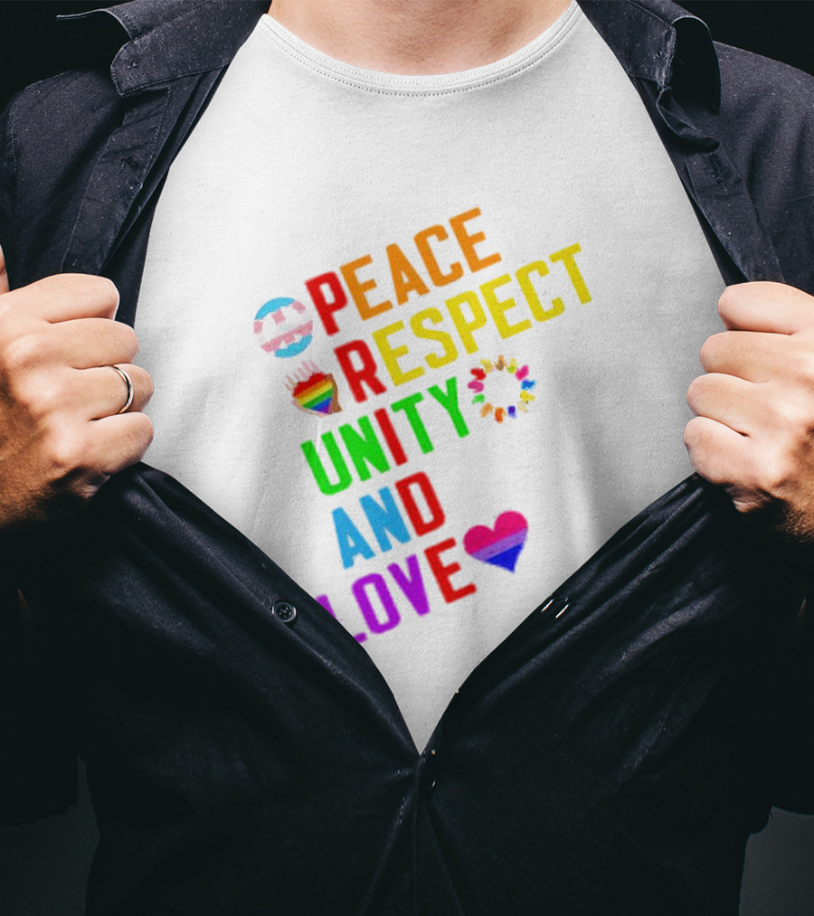 Pride Peace Respect Unity And Love Rainbow Symbols T-Shirt