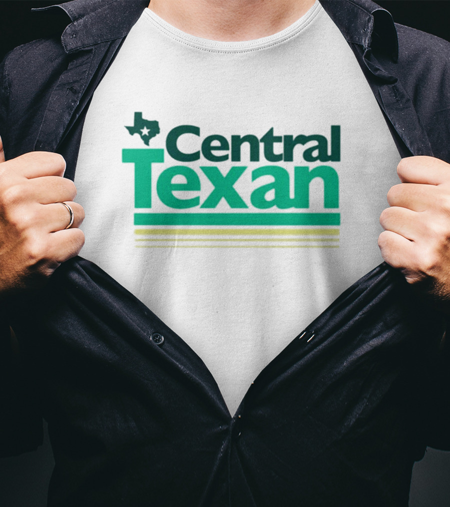 Central Texan Texashumor Texas Map Icon Bold Green Text T-Shirt