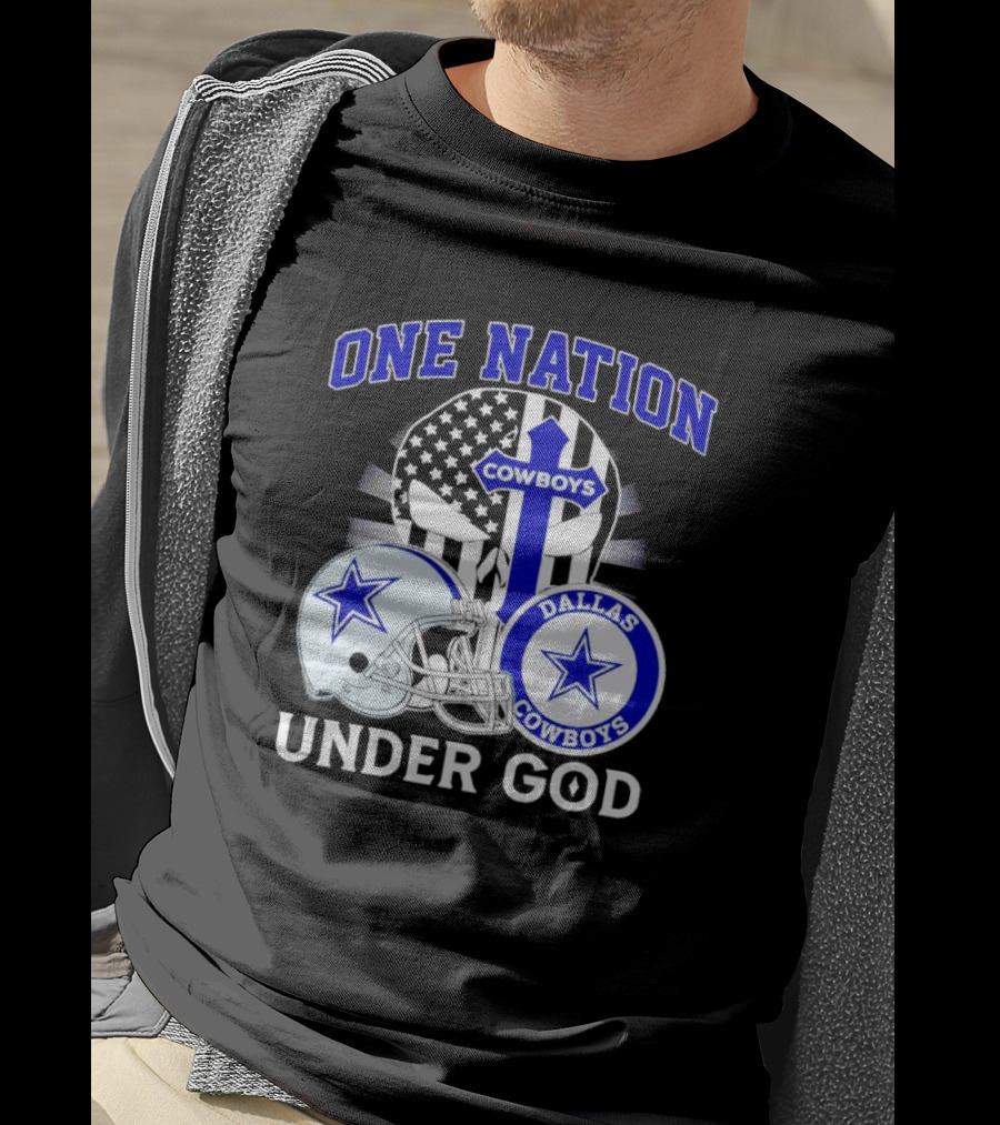 Dallas Cowboys One Nation Under God American Flag Football Helmet Star T-Shirt