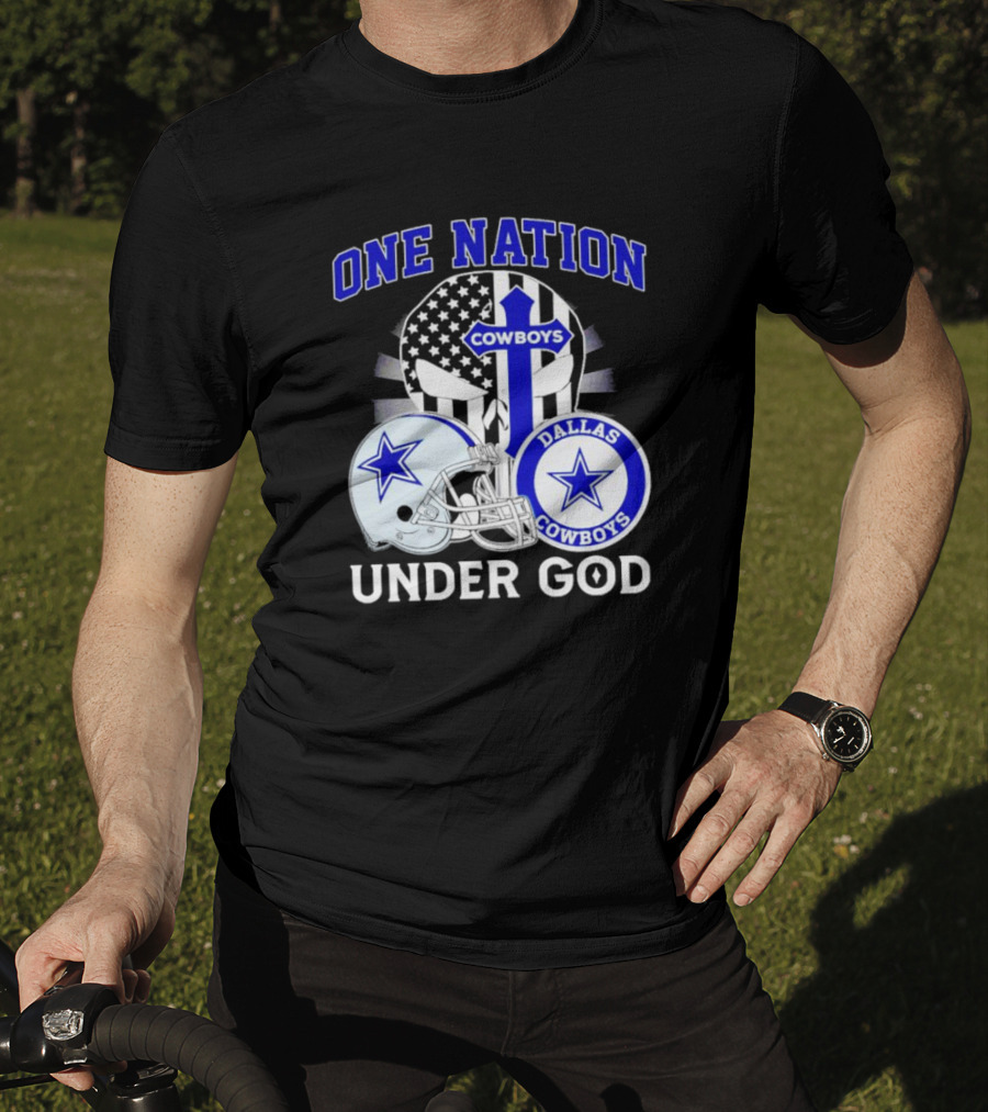 Dallas Cowboys One Nation Under God American Flag Football Helmet Star T-Shirt