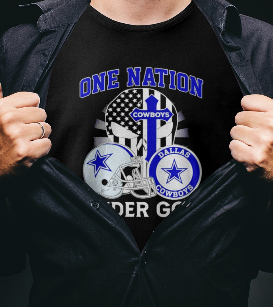 Dallas Cowboys One Nation Under God American Flag Football Helmet Star T-Shirt