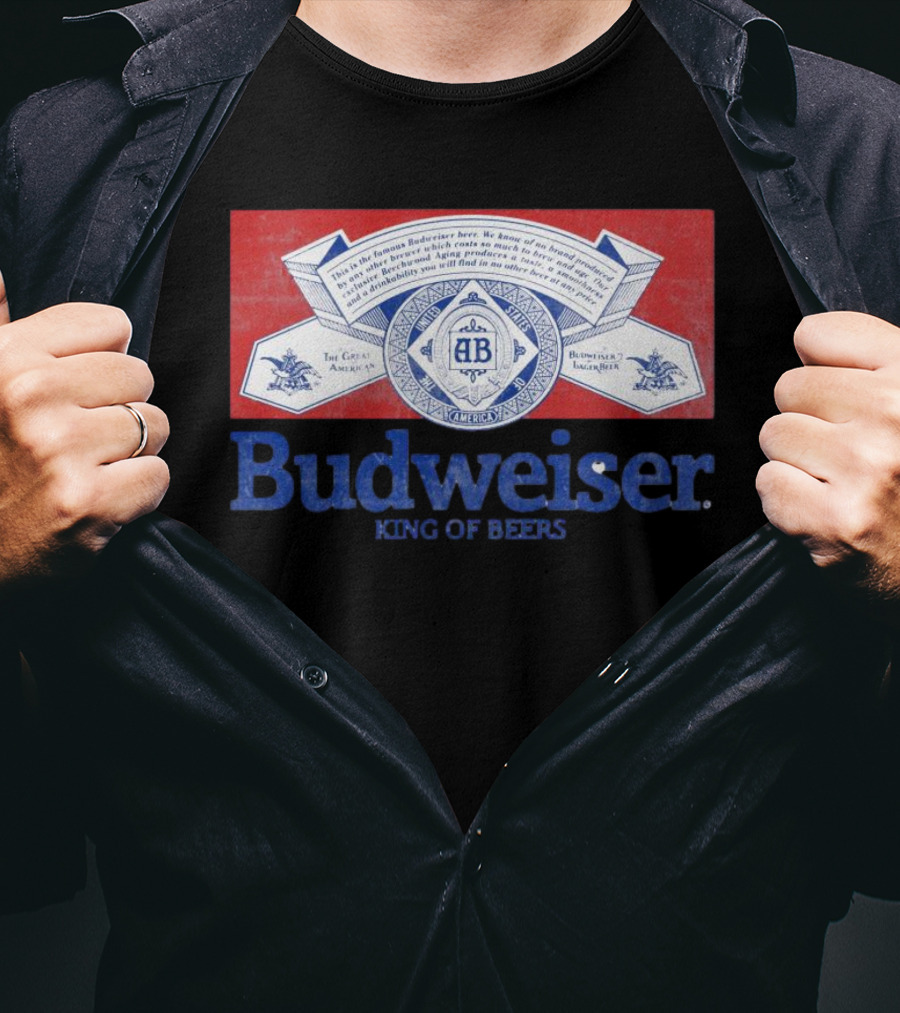 Budweiser King Of Beers The Great American Lager Label T-Shirt
