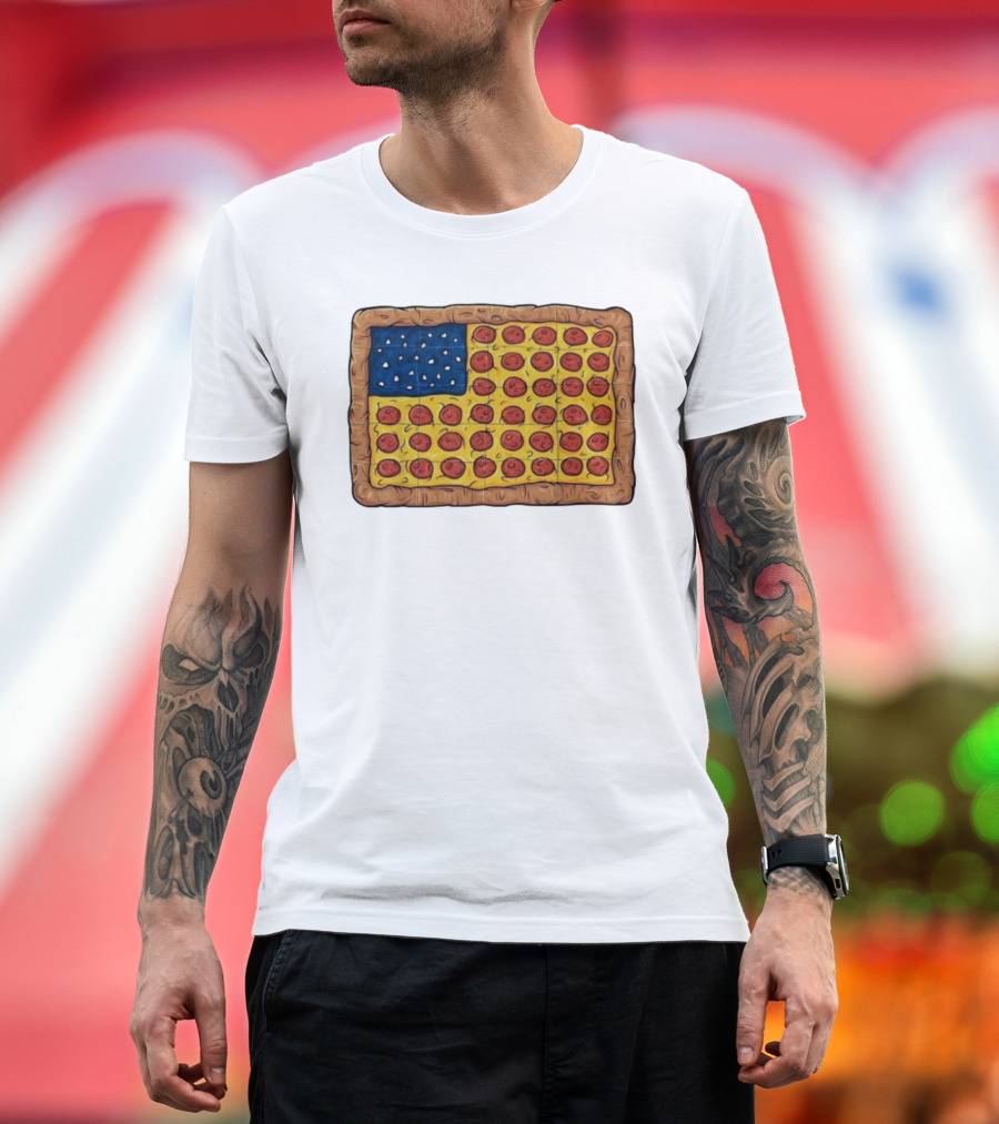 Pizza America Flag 4th of July Pepperoni T-Shirt