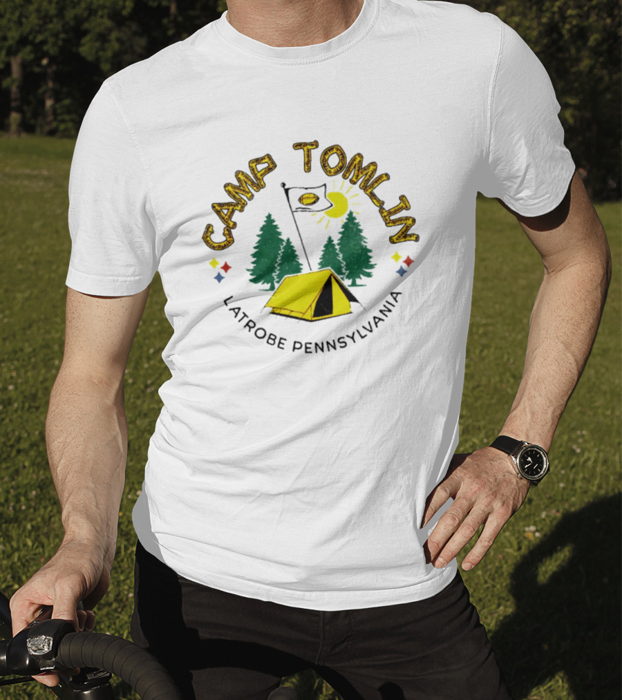 Camp Tomlin Camping Tent Night Scene Latrobe Pennsylvania T-Shirt