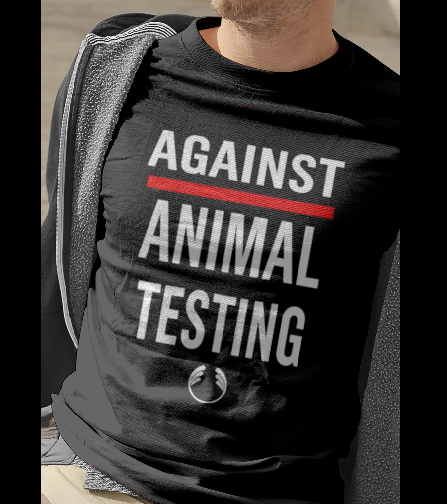 Hurley Bongiovi Against Animal Testing Bold Statement With Red Highlight And Curved T-Shirt