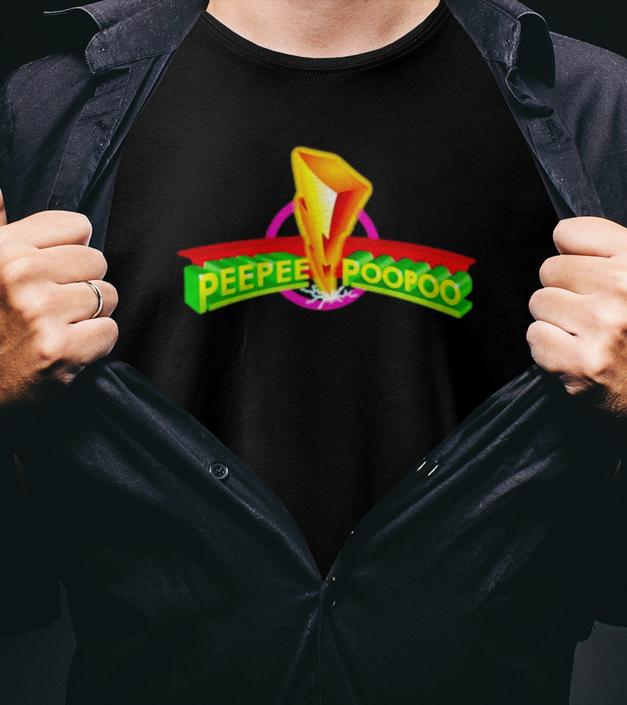 Peepee Poopoo Lightning Bolt With Power Rangers T-Shirt