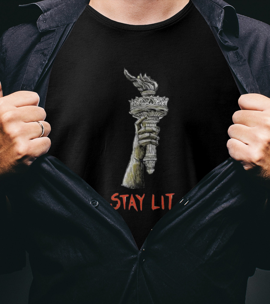Say No To Autocracy And Fascism Stay Lit Torch Of Liberty T-Shirt