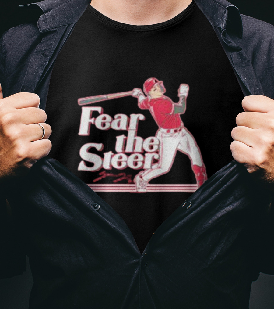 Spencer Steer Fear The Steer Signature Baseball Player T-Shirt