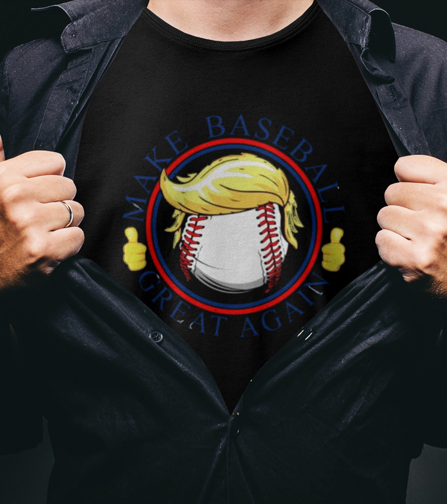 Make Baseball Great Again Baseball With Hair And Thumbs Up T-Shirt