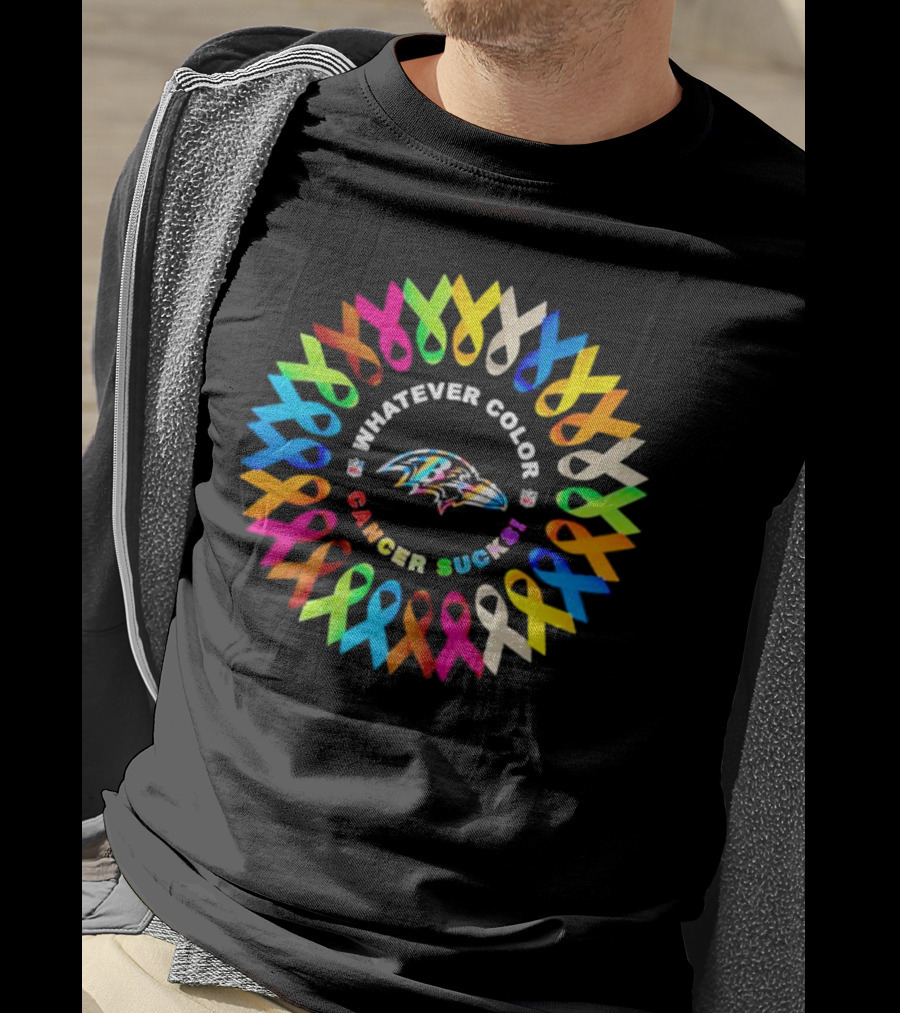 Baltimore Ravens Whatever Color Cancer Sucks Awareness Ribbons T-Shirt