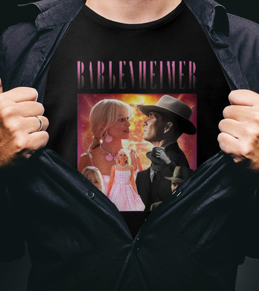 Barbenheimer Fusion Of Characters With Retro Style Elements T-Shirt