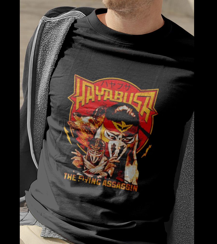 Hayabusa The Flying Assassin Ninja Warrior With Japanese Kanji And Eagle Motif T-Shirt
