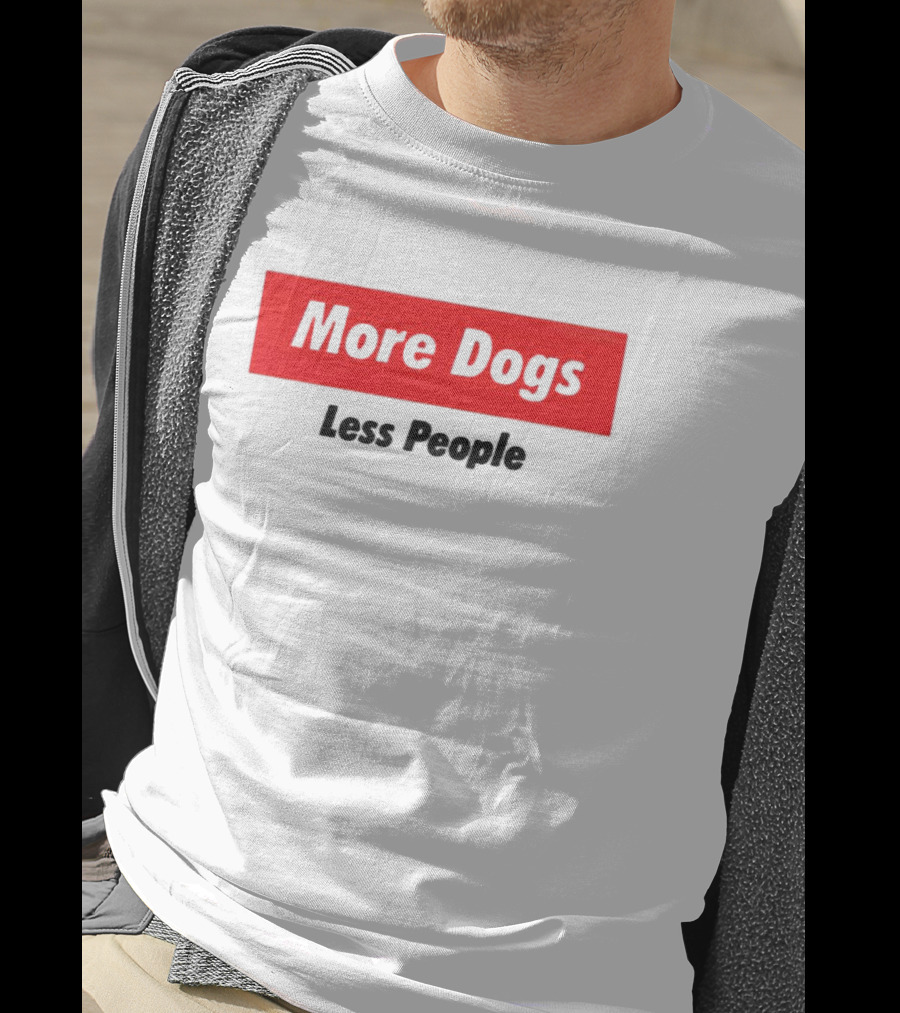 More Dogs Less People Red Box T-Shirt