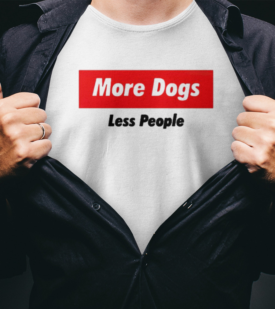 More Dogs Less People Red Box T-Shirt