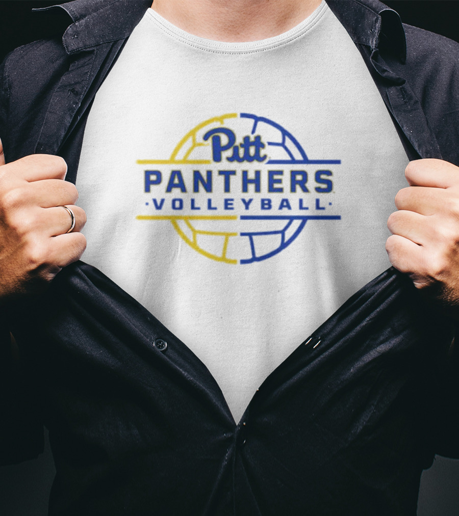 Pitt Panthers Volleyball Blue And Yellow Circle Text T-Shirt