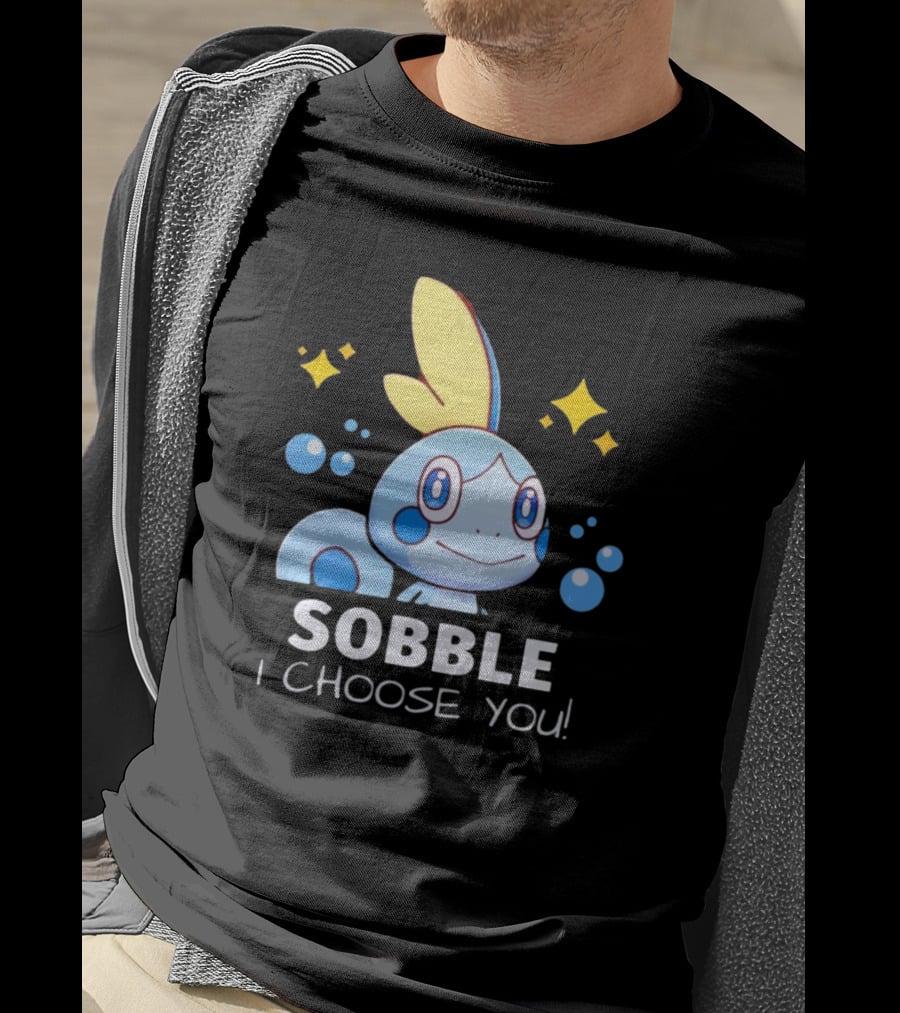 Sobble I Choose You Pokémon Character Art Sparkles And Bubbles T-Shirt