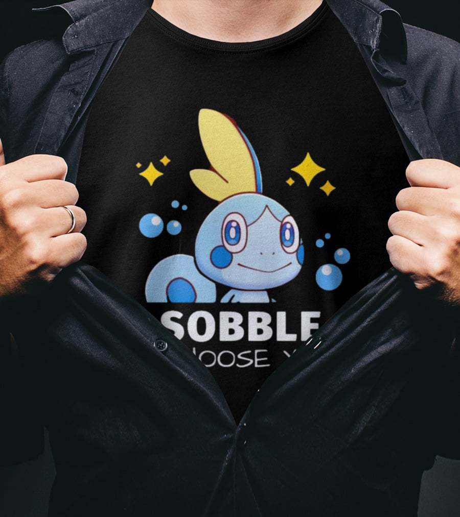 Sobble I Choose You Pokémon Character Art Sparkles And Bubbles T-Shirt