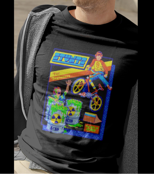 Stunts For Beginners Try This At Home Bright BMX Acid Challenge T-Shirt
