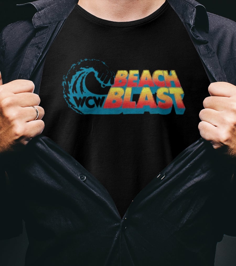 WCW Beach Blast Vintage Wrestling Event Logo Retro Wave T-Shirt