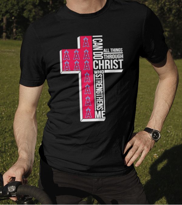 Los Angeles Angels I Can Do All Things Through Christ Who Strengthens Me Cross T-Shirt