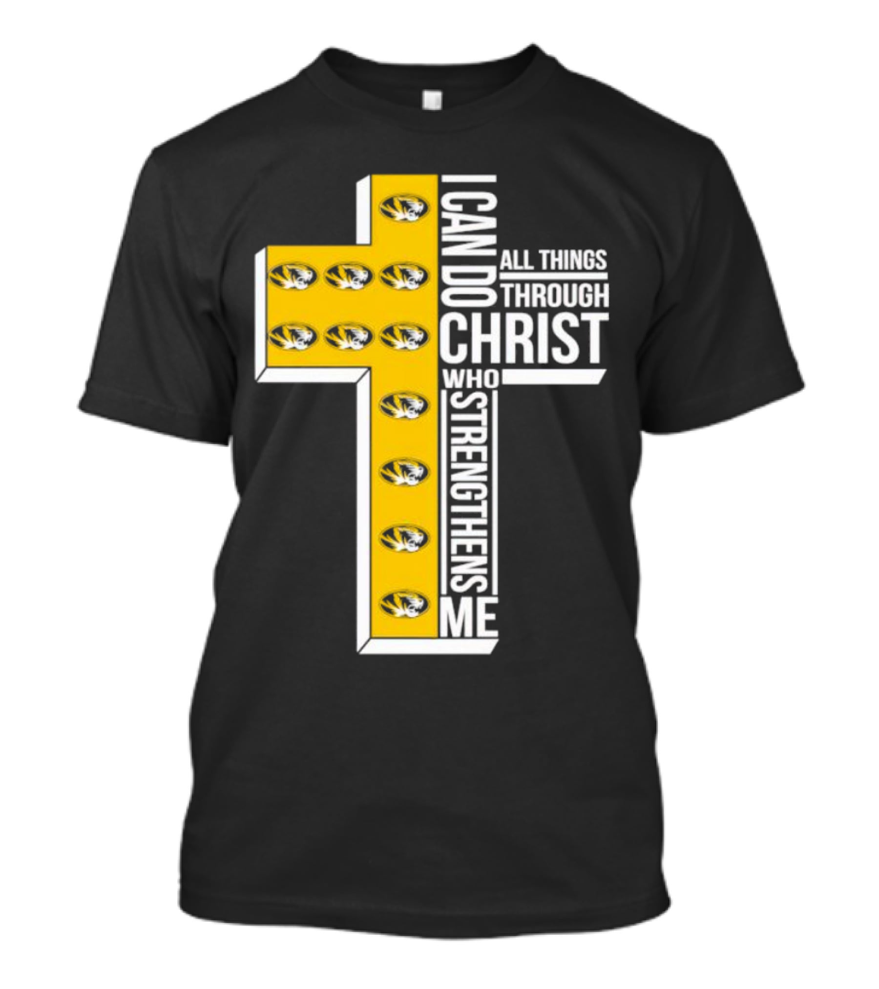 Missouri Tigers I Can Do All Things Through Christ Who Strengthens Me Cross T-Shirt