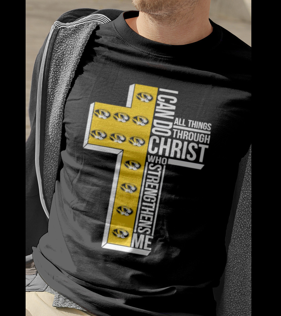 Missouri Tigers I Can Do All Things Through Christ Who Strengthens Me Cross T-Shirt