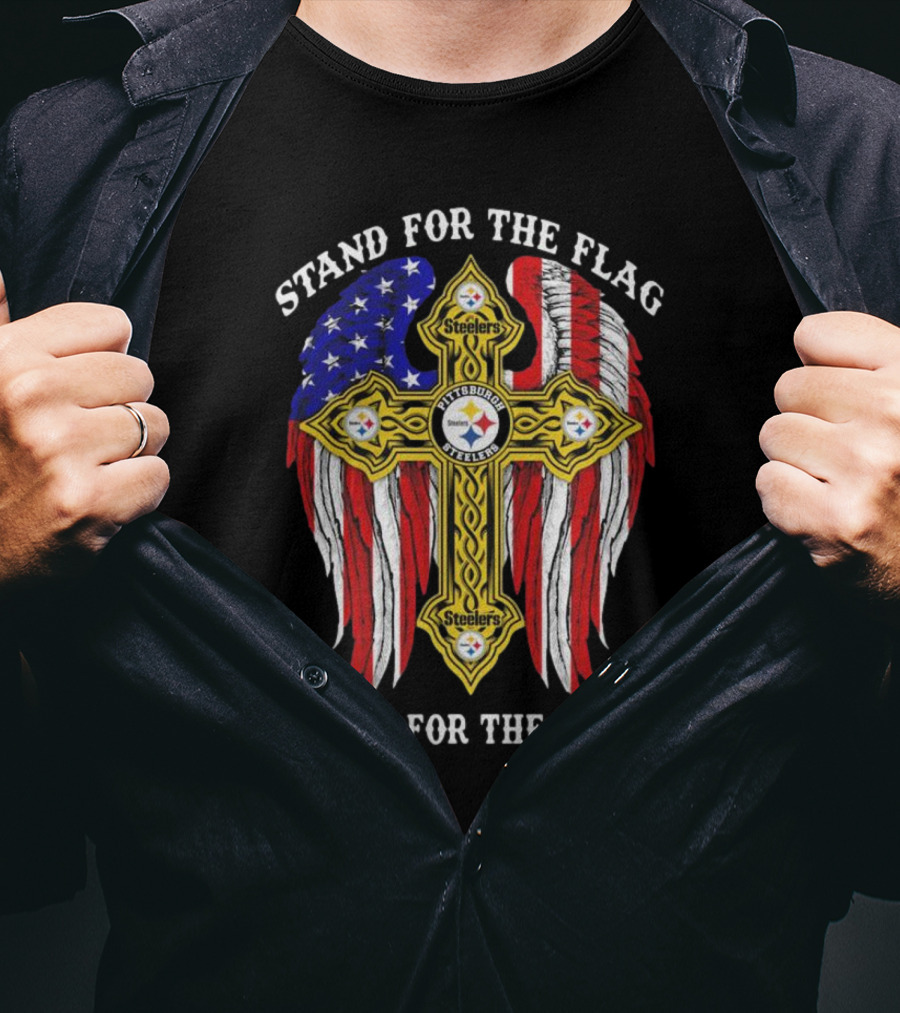 Stand For The Flag Kneel For The Cross Pittsburgh Steelers American Flag Cross T-Shirt