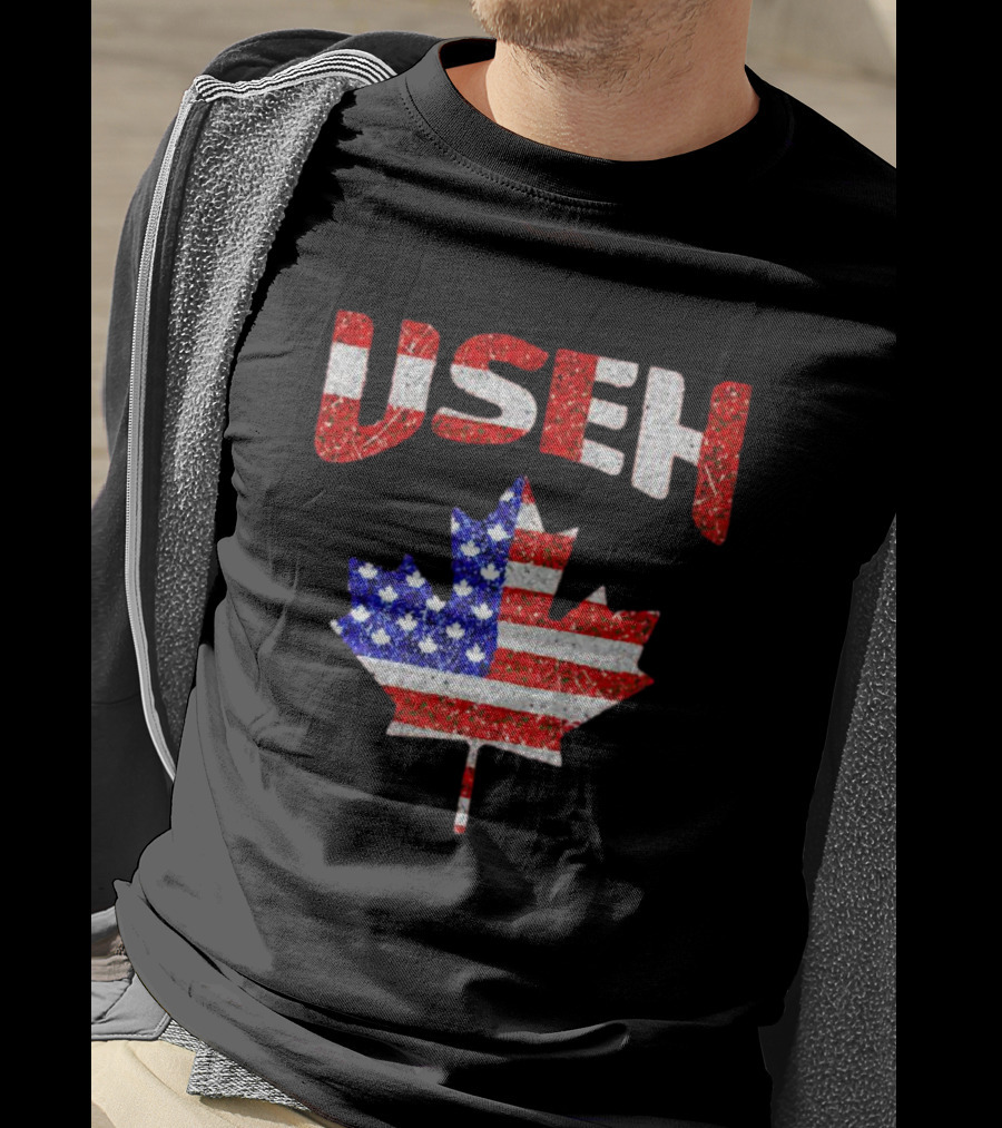 USEH Leaf Canadian American Flag T-Shirt