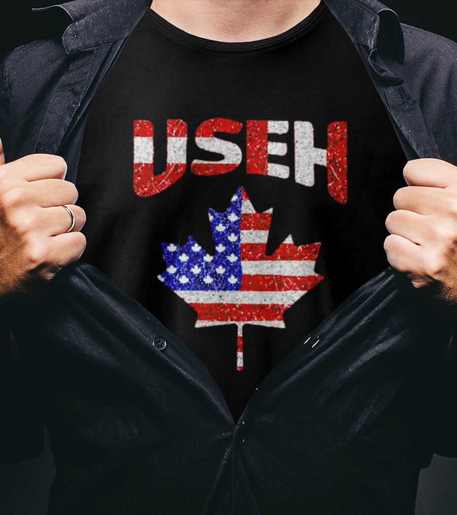 USEH Leaf Canadian American Flag T-Shirt