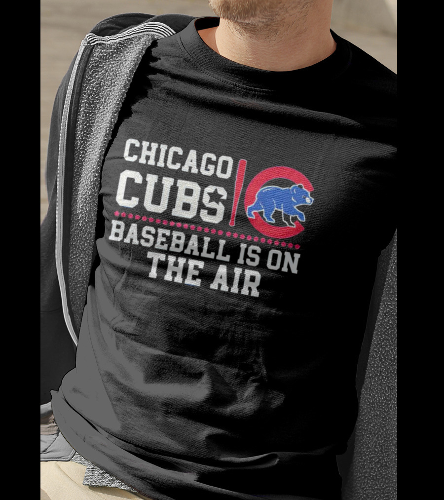 Chicago Cubs Baseball Is On The Air Blue Bear Emblem T-Shirt