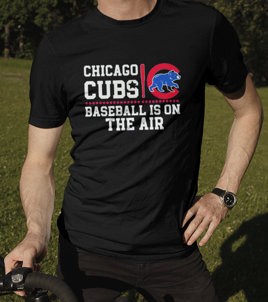 Chicago Cubs Baseball Is On The Air Blue Bear Emblem T-Shirt