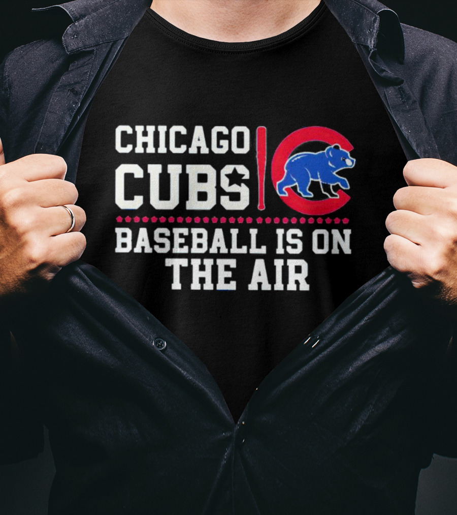 Chicago Cubs Baseball Is On The Air Blue Bear Emblem T-Shirt