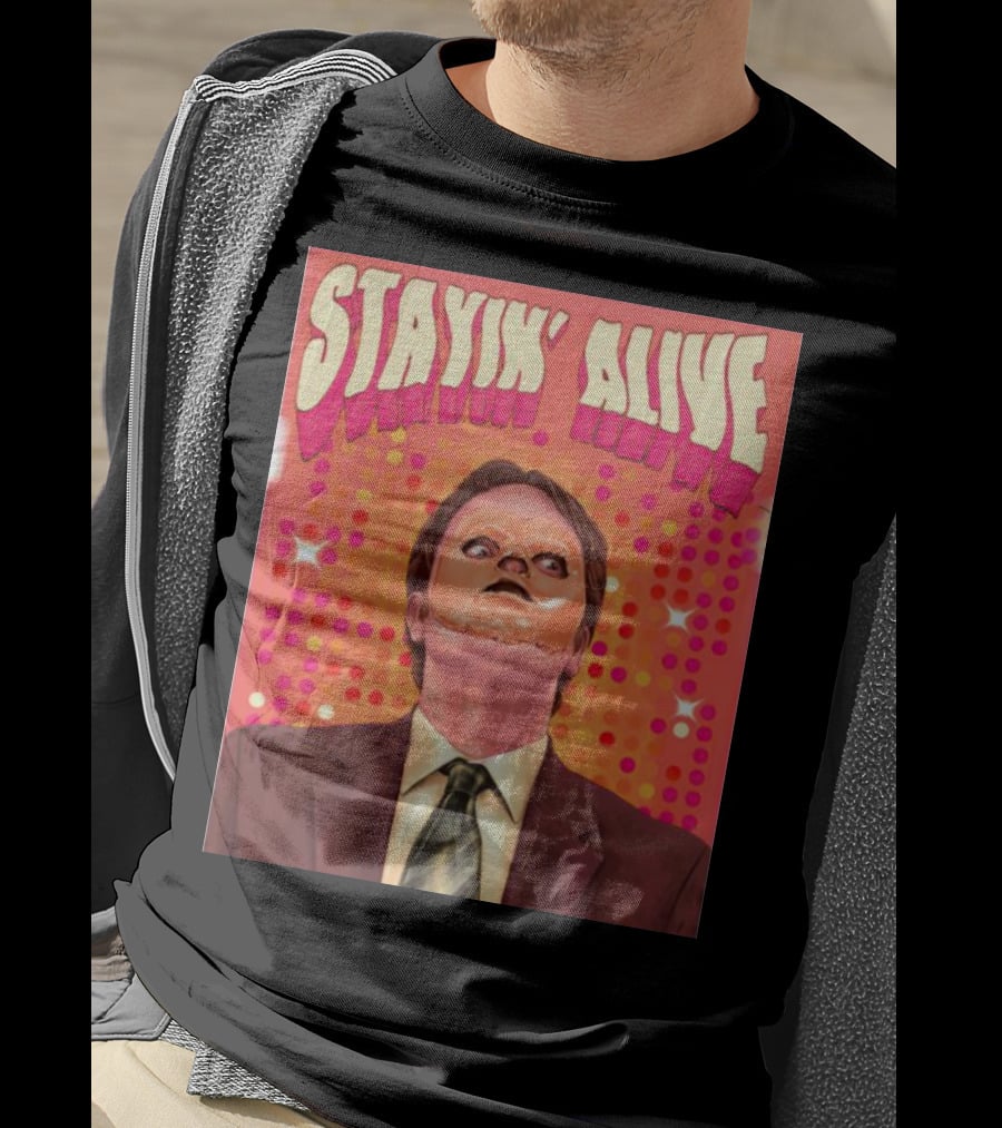 Stayin' Alive Dwight Schrute Retro Disco T-Shirt
