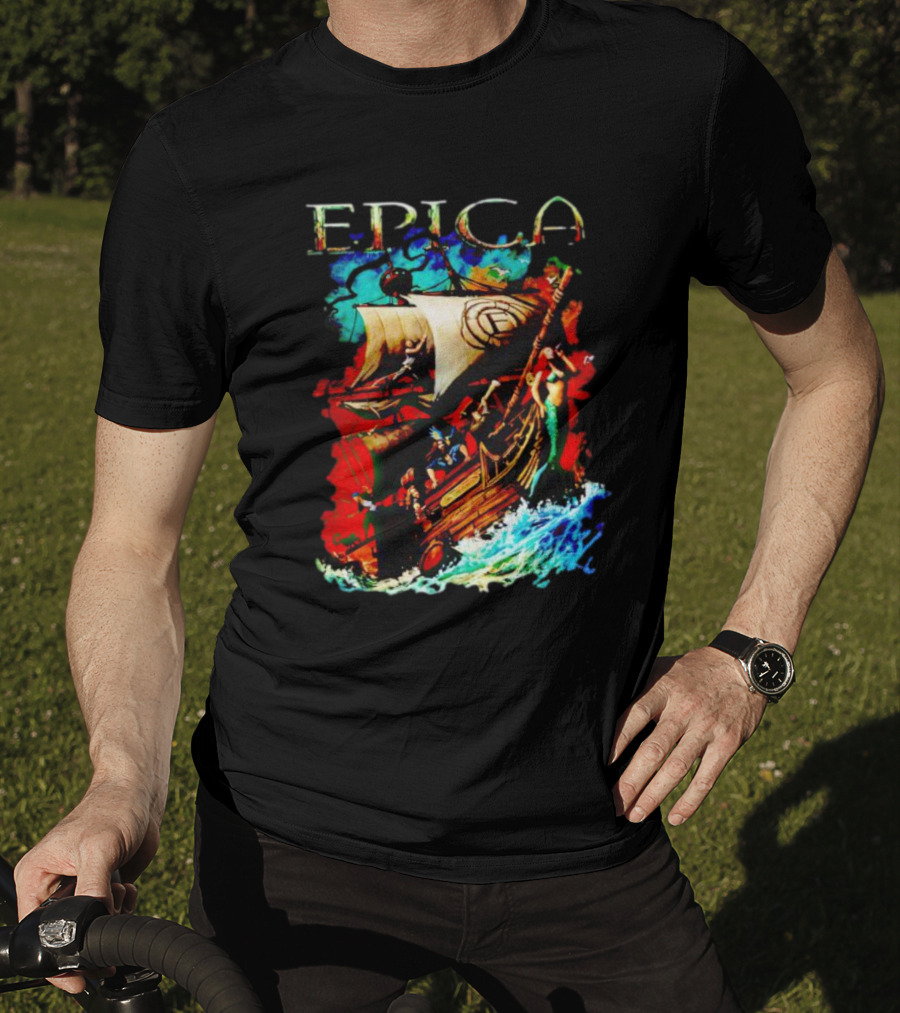 EPICA Pirate Ship Adventure With Mythical Creatures And Ocean Waves T-Shirt