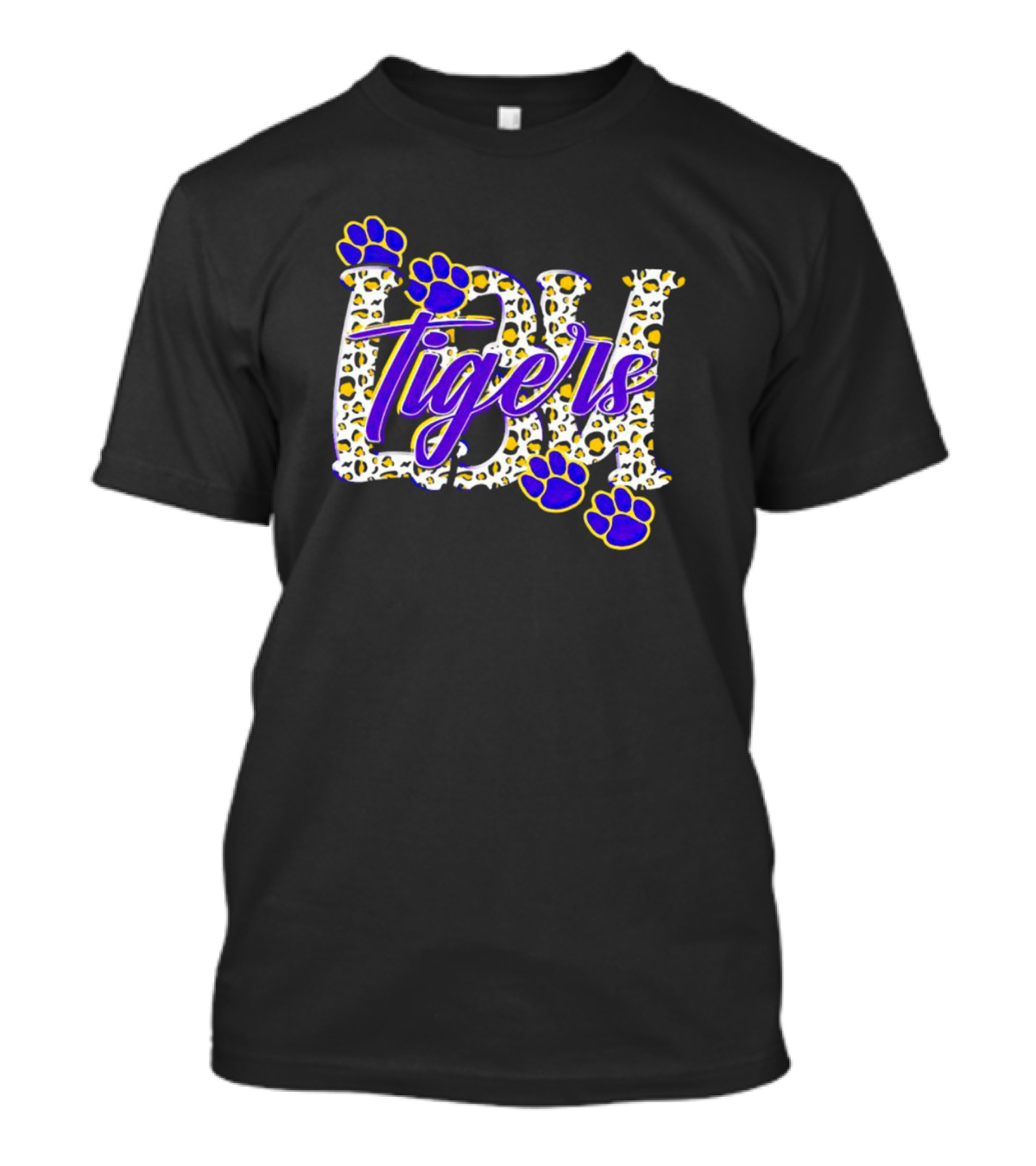 Lsu Tigers Leopard Print With Blue And Yellow Paw Prints T-Shirt